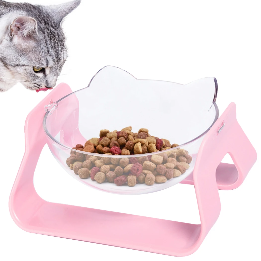 Розовый Кота Форма поводок-рулетка для питомца кота миски-кормушки мульти-углы кошки чашка для закусок с базой для собак и кошек Еда воды для домашних животных - Цвет: Розовый