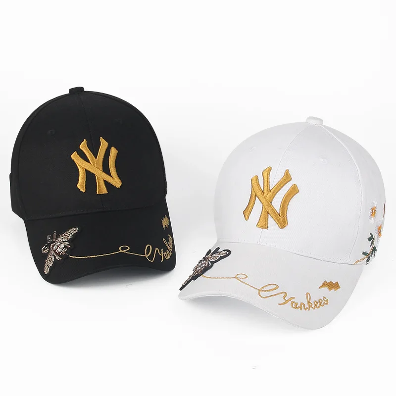 

Hat Female Summer Korean-style Lettered Embroidered Fashion Brim Hat Butterfly hua duo mao Baseball Cap Outdoor Sunshade Sun Pro