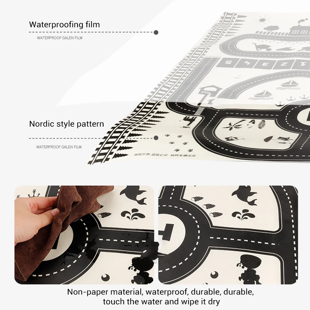 Europe Style Fun City Road Traffic System Playmat For Children Traffic Gaming Pad With Car And Road Sign For Kids Christmas Gift