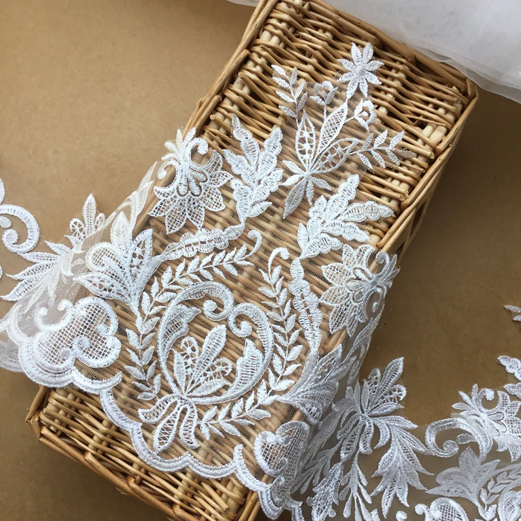 Off white плоские вышитые кружевные аксессуары свадебные ювелирные изделия с вуалью
