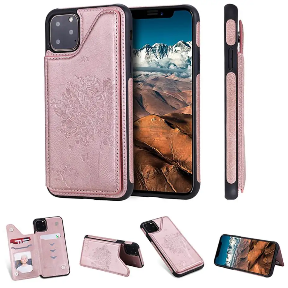 

Cat & Tree PU Leather Case For iPhone X Xr XS max 11 Pro Max Card Slot Holder Cover For iPhone 6 6s 7 8 Plus Phone Case