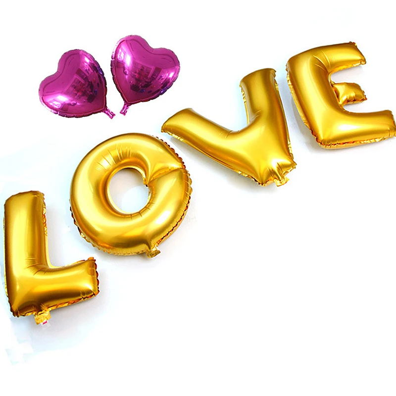 

16inch love foil balloon wedding room decoration gold silver aluminum foil letter balloon love letter combination