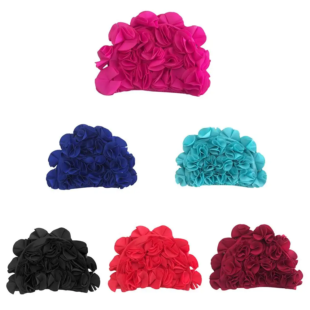Flowers Women Swimming Cap Petals Handmade Elastic Solid Swim Pool Unique Free Size Hat | Спорт и развлечения