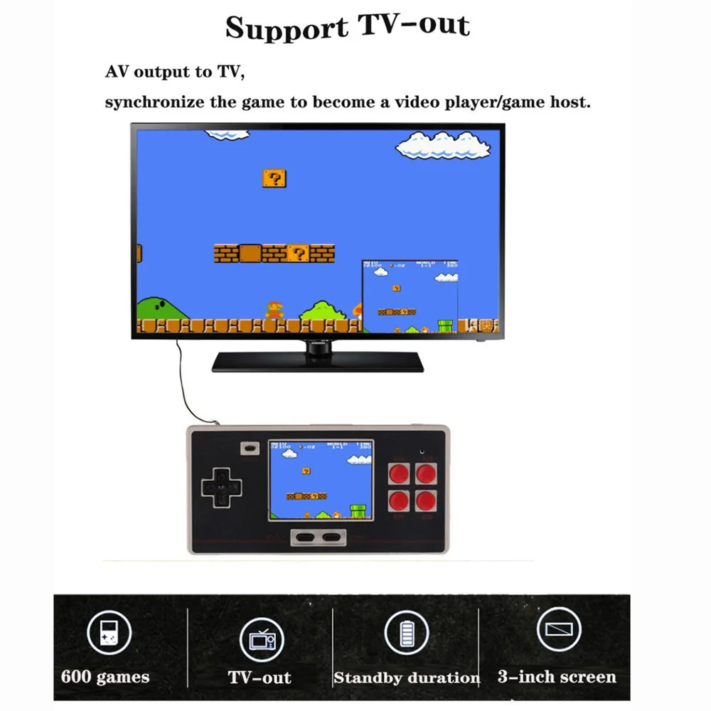 Встроенный 600 игр Мини ТВ игровая консоль 8 бит Ретро Классический Ручной игровой плеер AV выход видео игровая консоль игрушки подарки