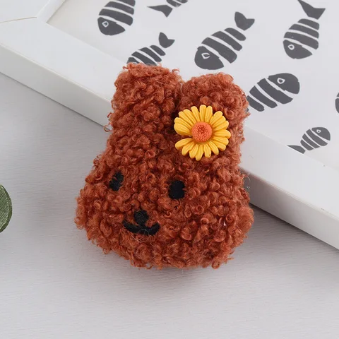 Cartoon Plush Bear Brooch For Girl Clothes Badge Pins Backpacks Pendant Decoration Accessories