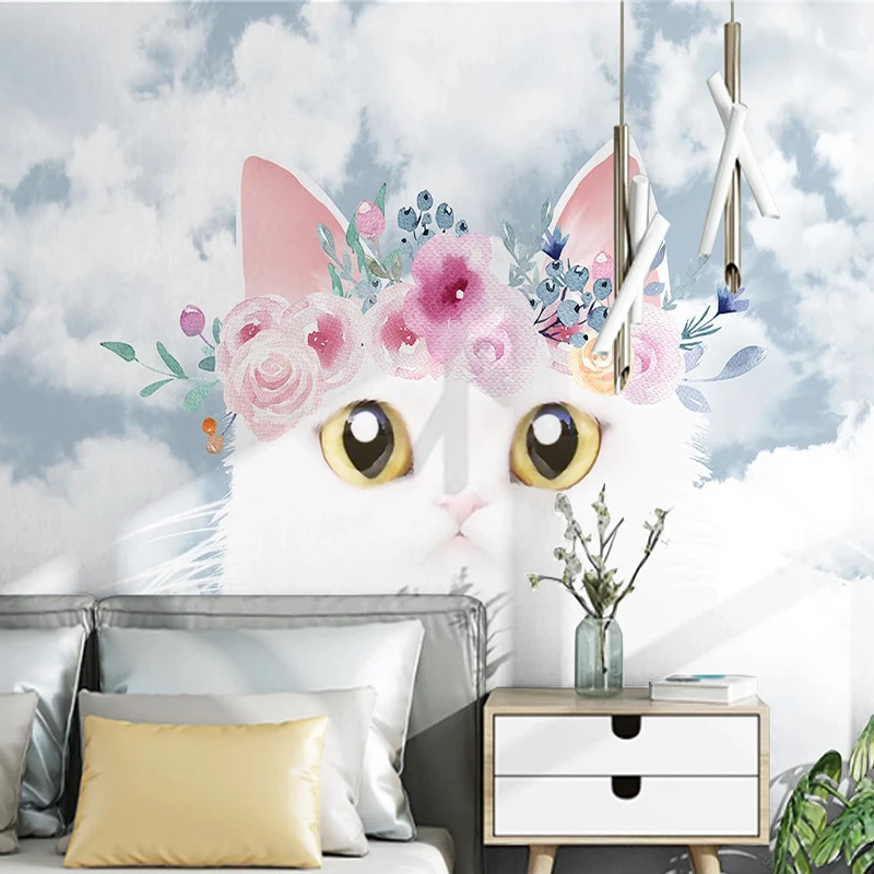 Mural 3D de pared Gato lindo al óleo Animales Infantil MURALES 3D DE PARED OUTLET PRIMAVERA