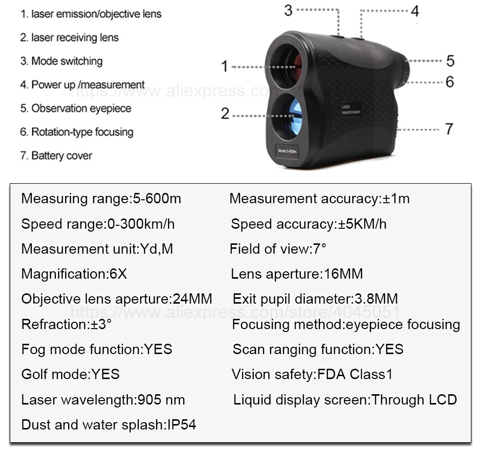 Borbede охотничий дальномер, дальномер для гольфа, телескоп 600 м/900 м/1200 м/1500 м, лазерный дальномер с измерением скорости