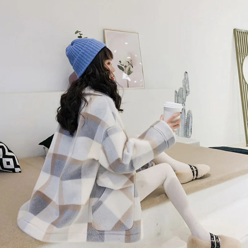 Goede Winterjas Vrouwen 2019 Winter Nieuwe Plaid Koreaanse Versie van De Wollen Jas Verdikking Straight Grote Maat Winter Vrouw Jassen