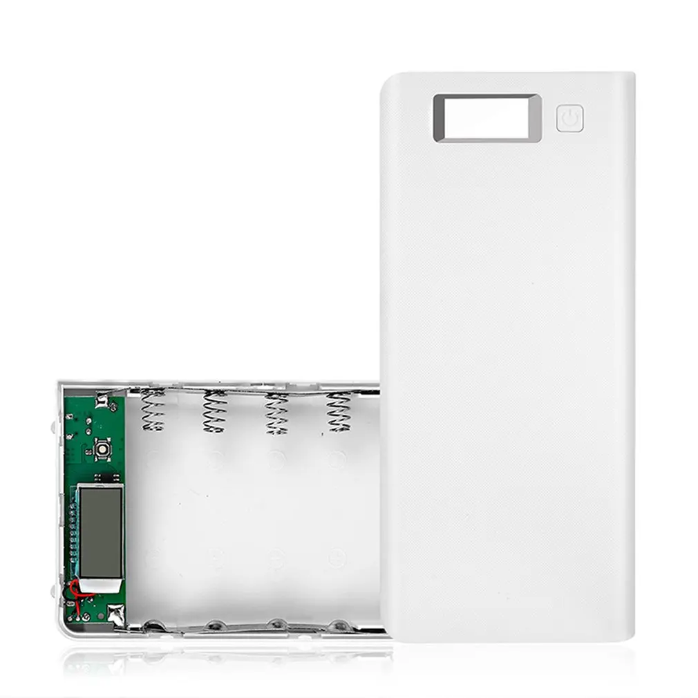 8*18650 battery Portable Power Bank Case Kit Digital Display Welding-Free 8*18650 Mobile Power Box Kit Portable Battery Shell - Color: White