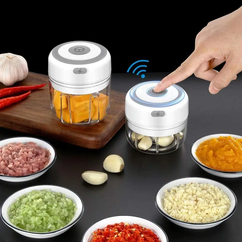 250ml Portable Mini Electric Garlic Masher Vegetable Chopper Grinder Stainless Steel USB Charging For Grind Pepper Meat | Дом и сад