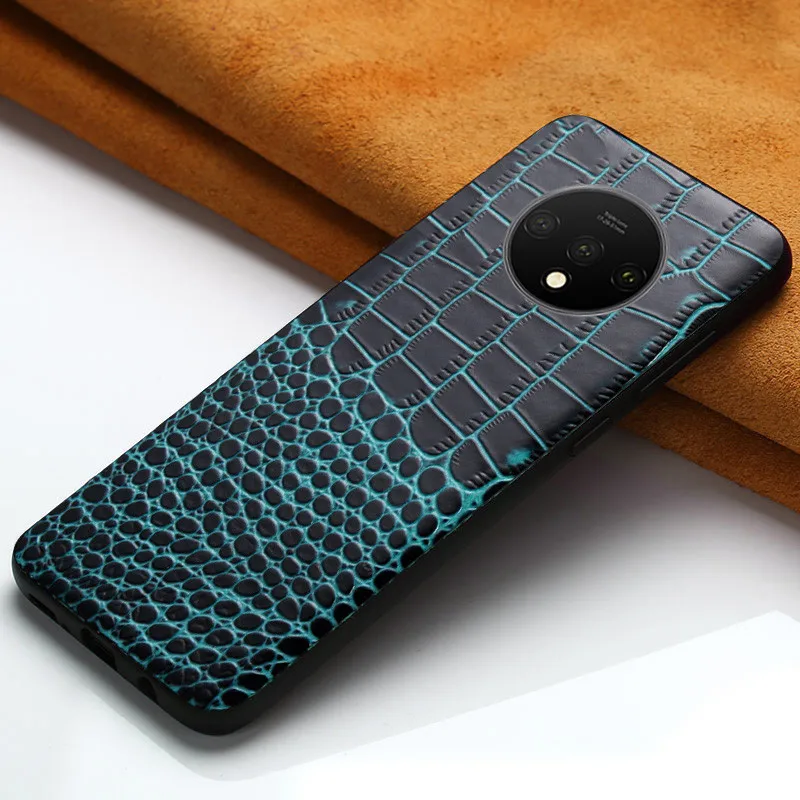 Синий Genuine Leather Case For Oneplus 7T 7 Pro 6 6T 7TPRO Phone Cover for One Plus 7T 5 5T 7 7 Pro 7T Pro luxury 360 Full Case Armor - Цвет: Синий