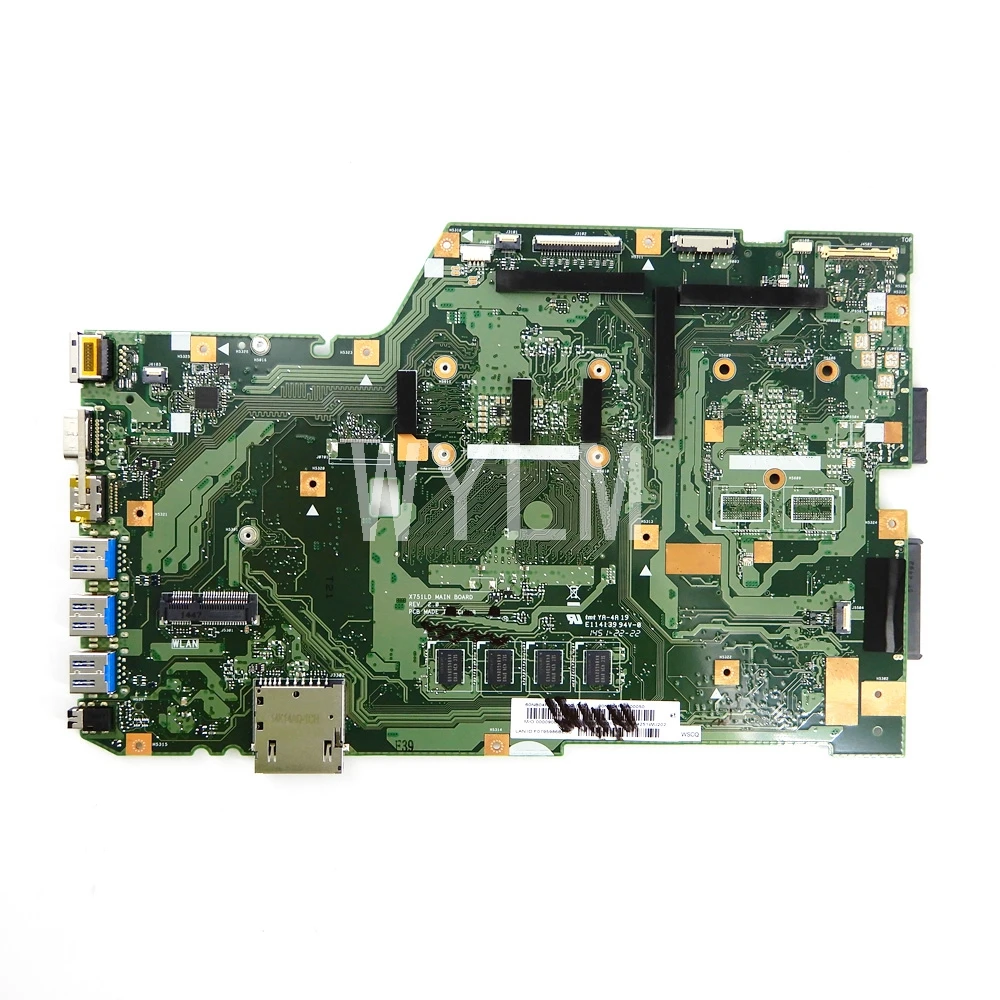  X751LA 4GB RAM Mainboard REV 2.0 For ASUS A751L R752LA R752LD X751LN X751LD X751LJ Laptop motherboa