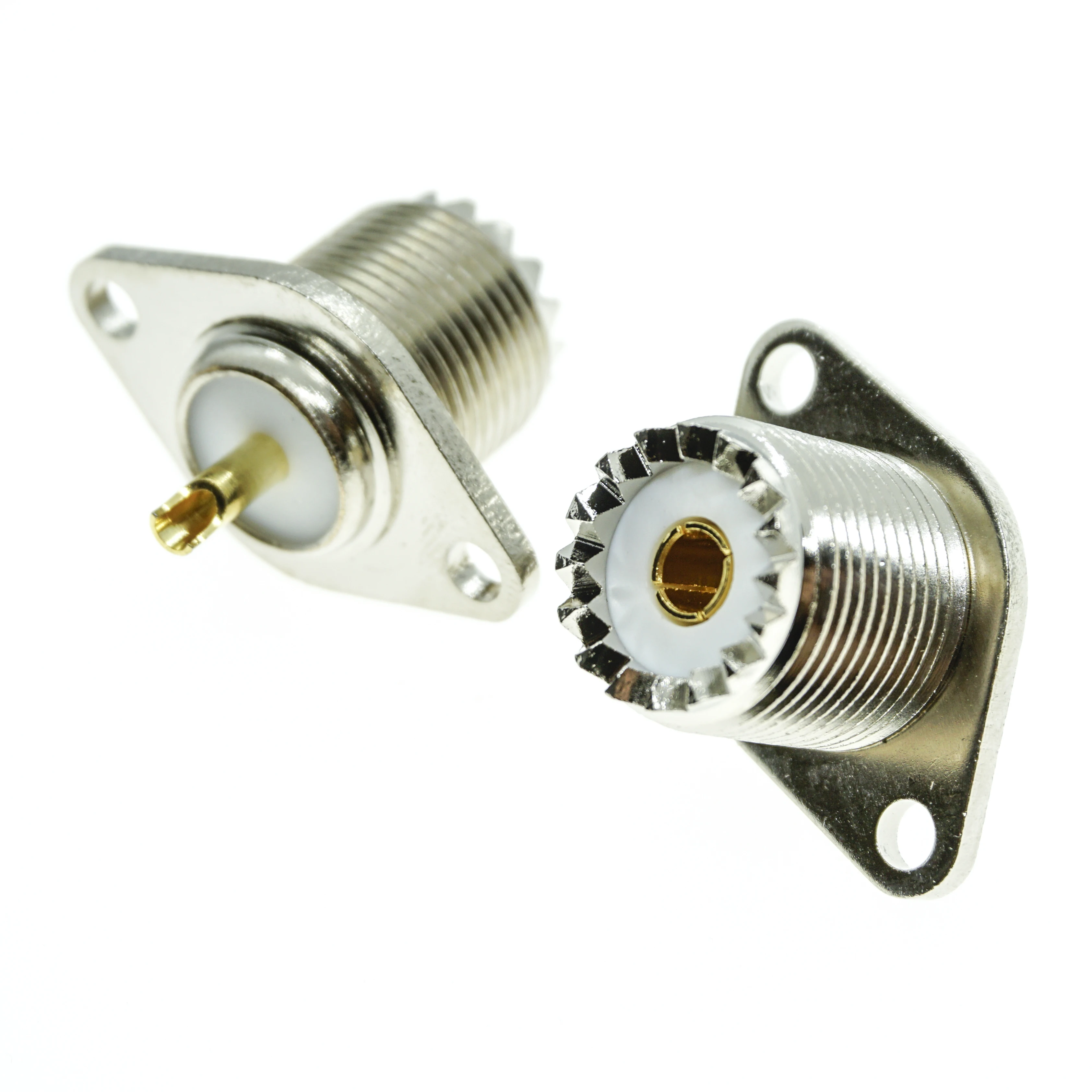 UHF PL259 SO239 Coax Connector Socket UHF Female 2 Hole Flange Panel Mount Solder Cup Brass Straight Coaxial RF Adapters afbeelding
