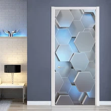 Современные 3D стерео геометрические украшение для двери ПВХ самоклеющиеся водонепроницаемые настенные стикеры гостиная творческий декор двери Стикеры s плакат