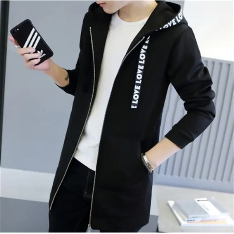 Autumn thin trench coat men medium-long with a hood outerwear zipper Placket Polyester Slim Windbreaker male cloak plus size 5XL