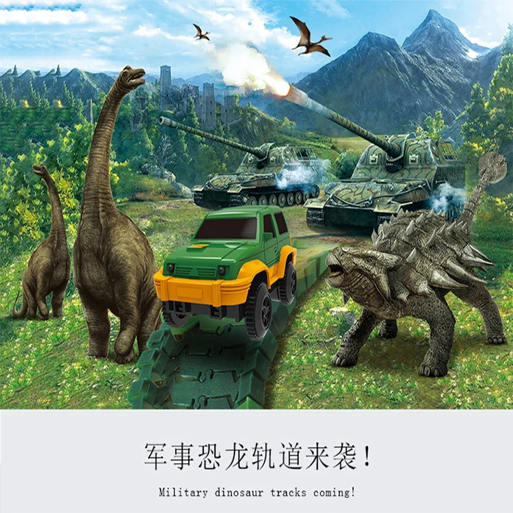 

Electric Military Dinosaur Rail Car Toy Children'S Educational Interactive DIY Assembled 275 PCs Set Model