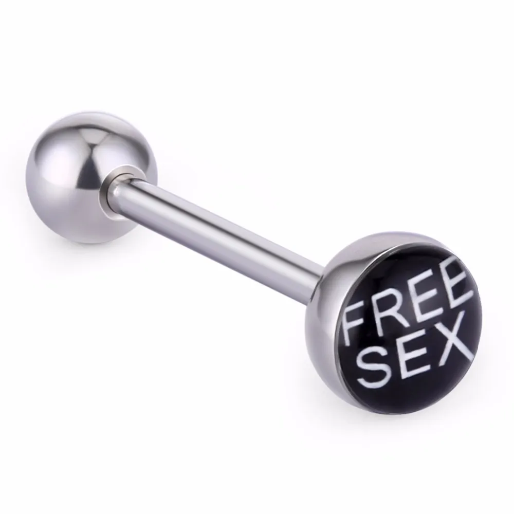 freesex Модные пикантные пирсинг языка из нержавеющей стали для ночного клуба, кольца со Штангами, забавные ювелирные изделия для женщин и девушек, бар, танец, панк, слово - Окраска металла: freesex