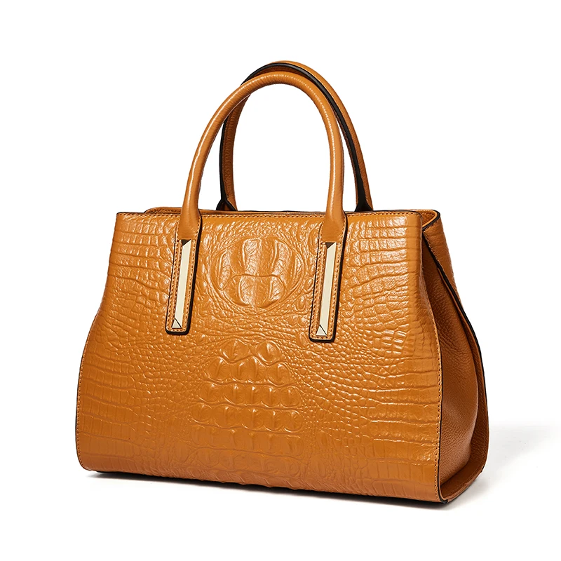 

Brown Leather Shell Handbag for Women Shoulder Bag Genuine Cow Crocodile Pattern Leather Ladies Hand Bags 2019 sac main femme