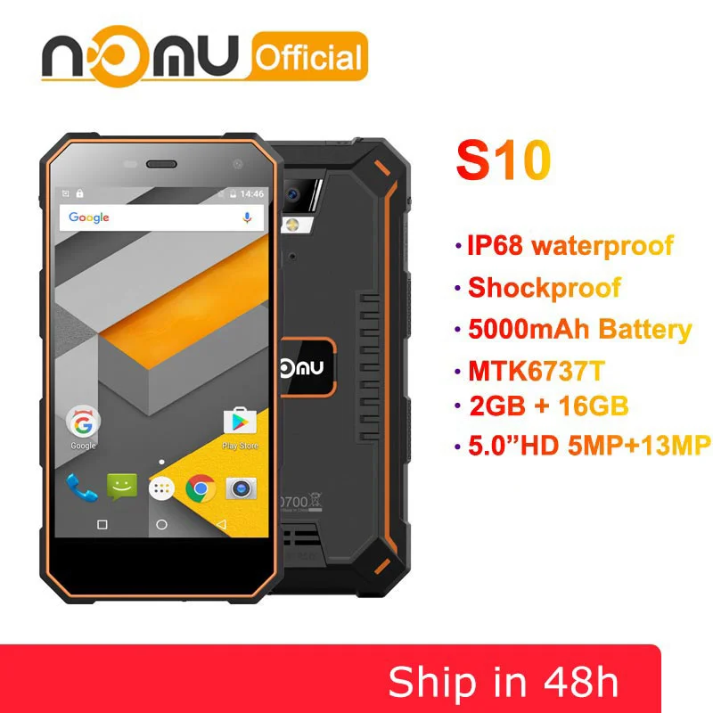 Оригинальный nomu S10 2 Гб 16 4G IP68 Android 6 0 8.0MP мобильный телефон с двумя sim картами 5 &quotHD