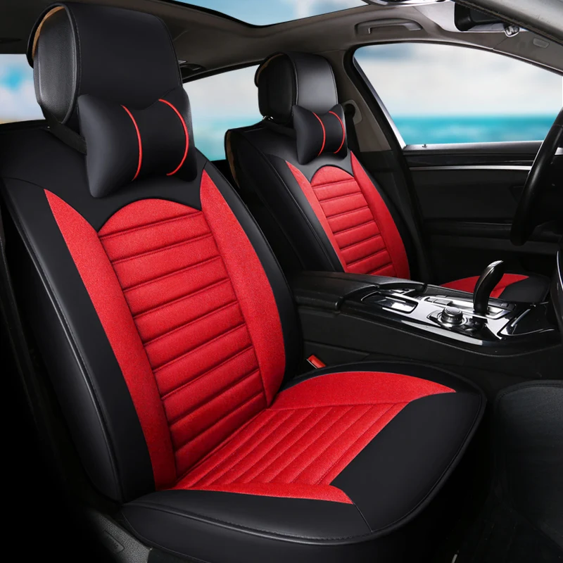  Full Coverage PU Leather car seat cover flax fiber auto seats covers for Nissan almera leaf sentra 