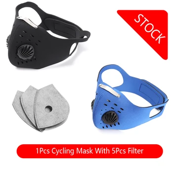 

1Pc Cycling Mask with 5 Filters Air Filter Breathing Valve Bike Bicycle Windproof Face Masks health care Bicycle Sport Accessori
