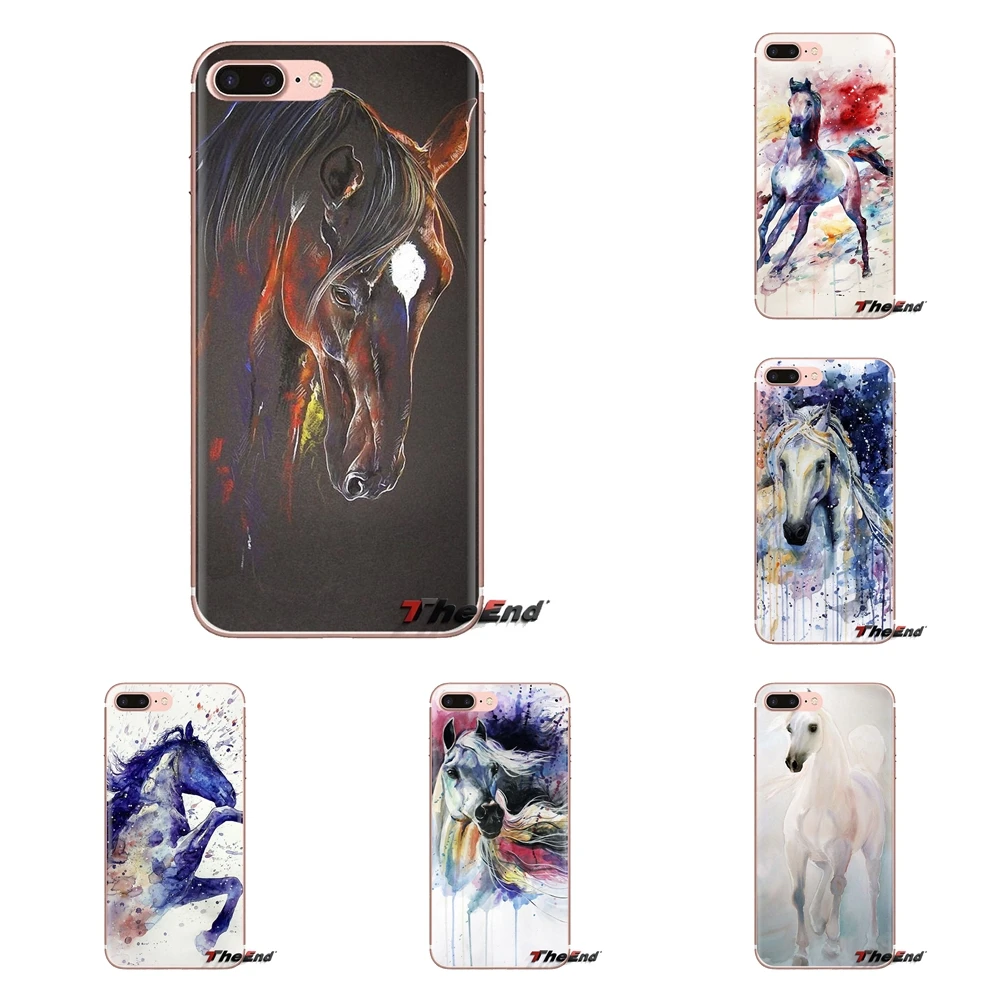 

For LG Spirit Motorola Moto X4 E4 E5 G5 G5S G6 Z Z2 Z3 G2 G3 C Play Plus Mini TPU Cases Cover Watercolor Horse abstract painting