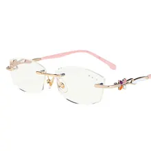 Новые женские очки против Blu-ray удобные бескаркасные алмазные обрезные пресбиопические полимерный инкрустированные очки для чтения