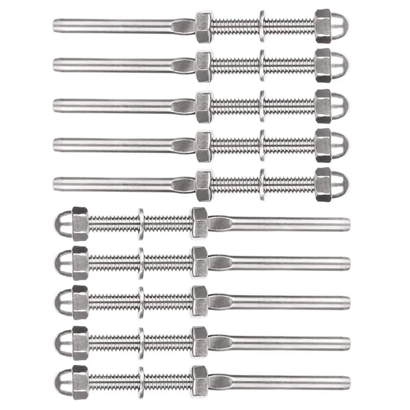 

62 Pack Cable Railing Swage Threaded Stud Tension End Fitting Terminal for 1/8 Cable Deck Railing Hand Swage T316 Stainless St