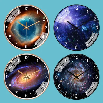 

Wall Clock Fashionable personalized Wall Clocks Decor Modern Fashion without Hole Wall Clock Sky Space Galaxy Home Clock Watch