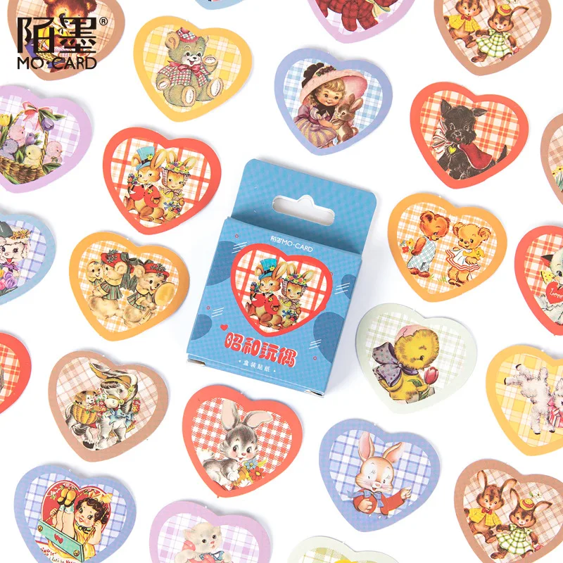 46 uds/1 lote Kawaii papelería pegatinas animales Retro diario móvil decorativo pegatinas Scrapbooking DIY pegatinas artesanales