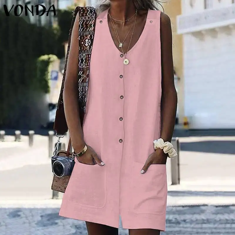 

Maternity Short Pants VONDA 2019 Sexy Sleeveless V Neck Pregnancy Rompers Womens Jumpsuits Casual Loose Solid Color Trousers