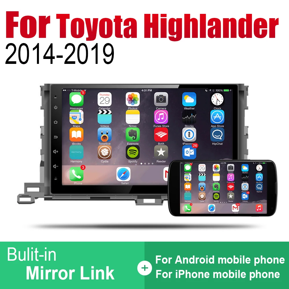 Автомобильный радиоприемник ZaiXi Android стерео GPS навигация для Toyota Highlander / XU50 серии