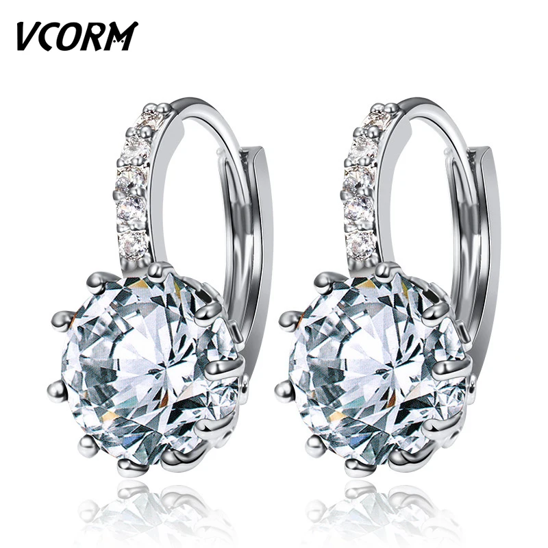 Новая мода 10 цветов AAA CZ элемент серьги гвоздики для женщин Свадебные вечерние Кристальные геометрические серьги Двойные eleven ювелирные изделия