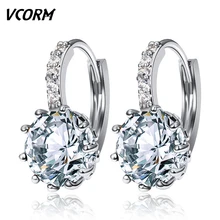 Новая мода 10 цветов AAA CZ элемент серьги гвоздики для женщин Свадебные вечерние Кристальные геометрические серьги Двойные eleven ювелирные изделия