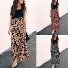 Весенняя женская длинная Плиссированная юбка макси с леопардовым принтом, юбка средней длины, эластичные Повседневные Вечерние винтажные юбки в Корейском стиле