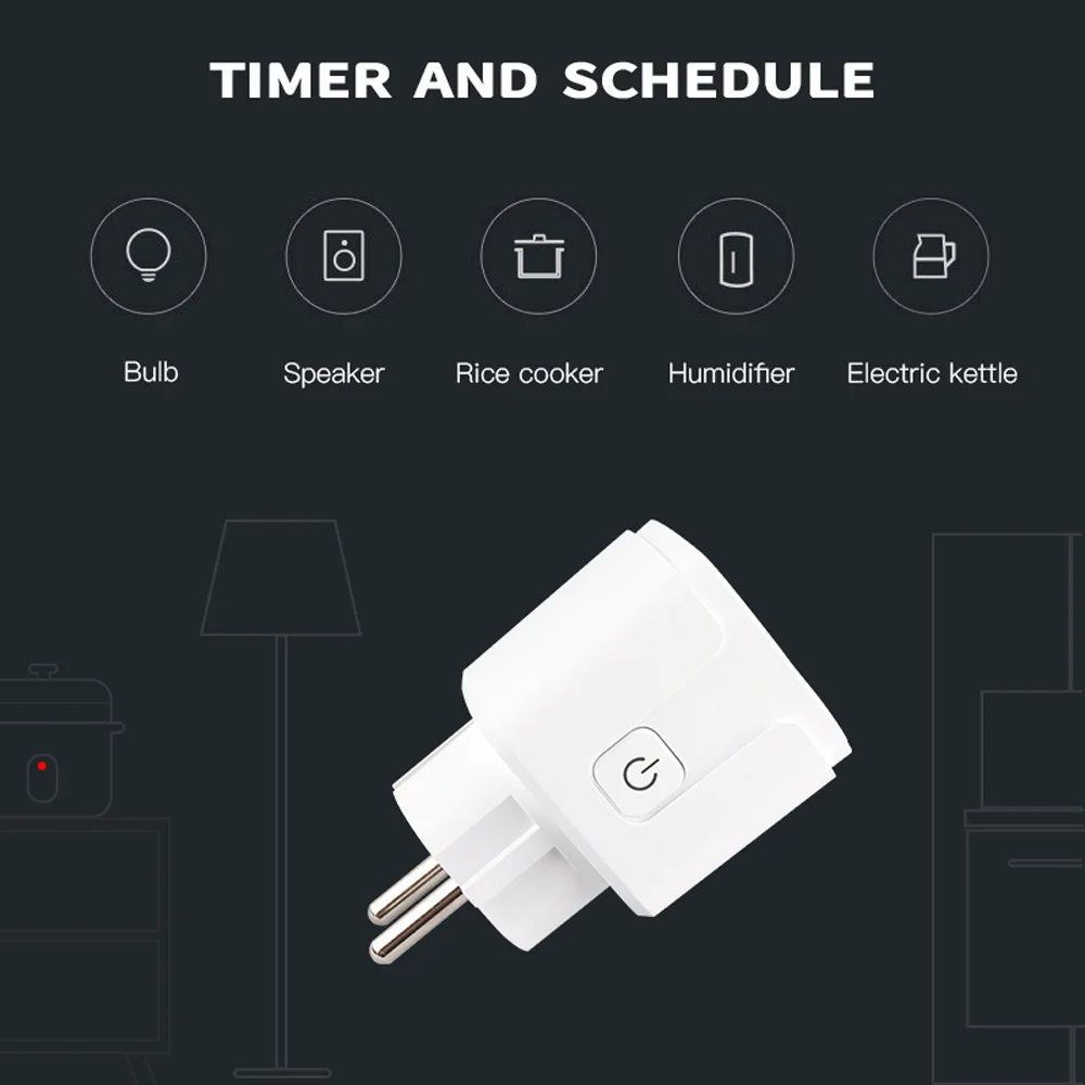 

Hot Smart WiFi Plug Adaptor 16A Remote Voice Control Power Monitor Socket Outlet Timing Function work with Google Home Assistant