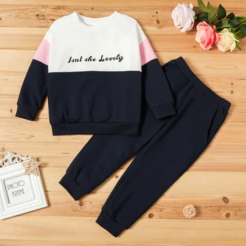 

PatPat New Arrival Autumn and Winter Toddler Girl Casual Sets Children Clothing letters Print Patchwork Sets