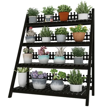 

Foldable Solid Wood Flower Shelf Balcony Multi-level Indoor Special Offer Space Floor Type Plant Rack Fleshy Flower Pot Rack