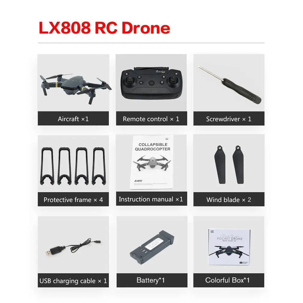 LX808 2,4 ГГц Wi-Fi FPV складной Радиоуправляемый Дрон с широкоугольной HD камерой режим удержания высоты Безголовый радиоуправляемая модель самолета RTF - Цвет: 720P Colorful Box