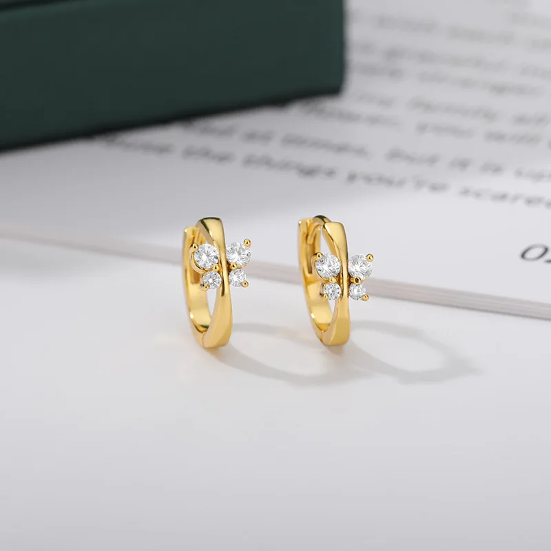 Circle Hoop Zircon Butterfly Earring For Women