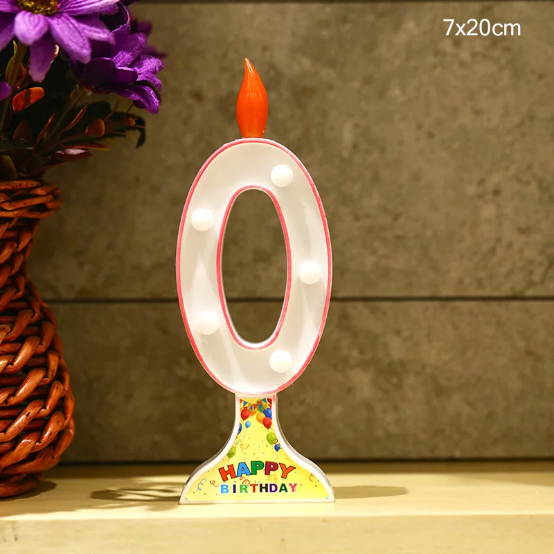Pink Candle 0 Креативный автоматически меняющий цвета светодиодный светильник с цифрами свечи для украшения торта подарок на день рождения вечерние свадебные украшения - Цвет: Pink Candle 0