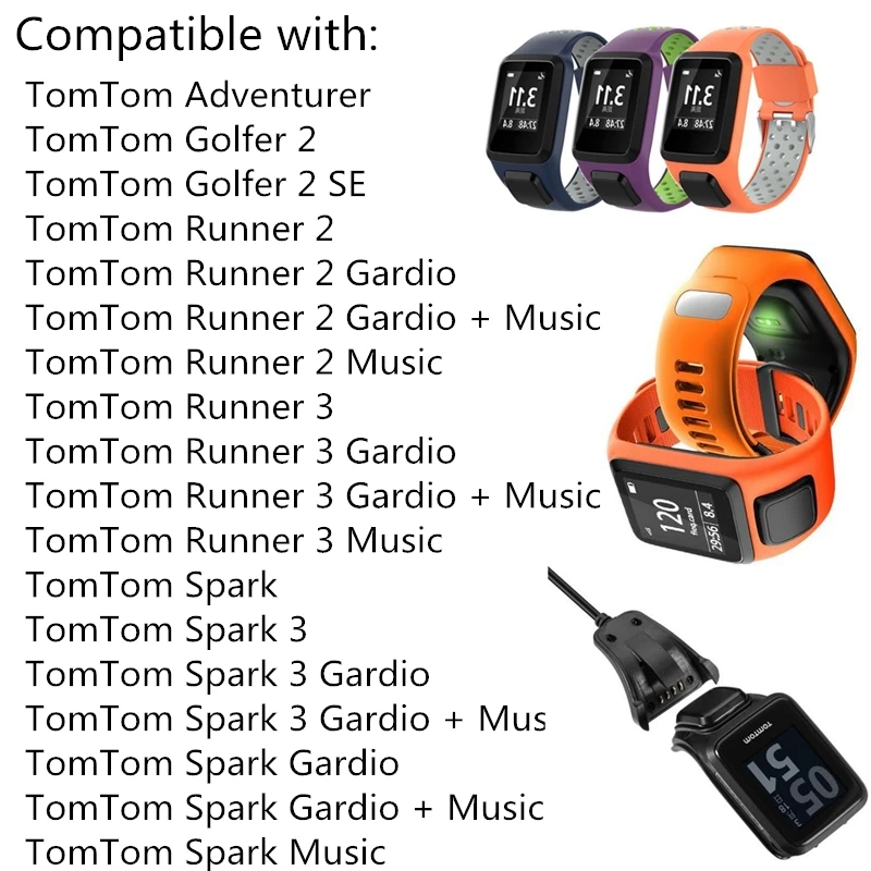 USB кабель для зарядного устройства кабель питания шнур провод для TomTom Runner 2 3 Spark Adventurer Golfer 2 зарядная док-станция передача данных