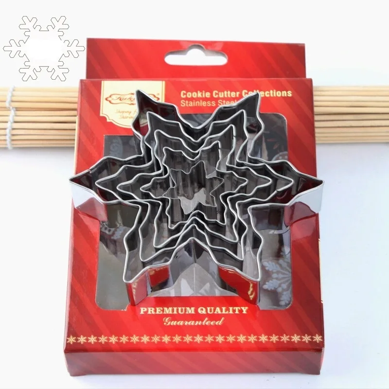 5PCS 5 шт. Снежинки из нержавеющей стали Формочки для печенья специальные формочки для выпечки инструменты для печенья инструмент для торта - Цвет: 5PCS