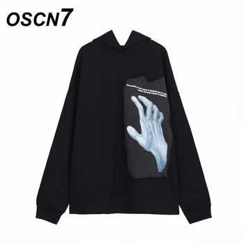 

OSCN7 High Street Plus Velvet Warm Hoodies Men 2020 Winter Japanese Streetwear Harajuku Oversize Hooded Sweatshirt Mens 9669
