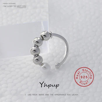 

Yhpup 925 Sterling Silver Circle Pearls Ear Cuff Earring for Women Fashion Metal Geometric No Pierced Ear Clip Simple Jewelry