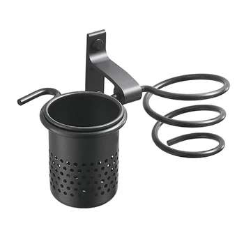 

Hair Dryer Holder With Cup Households Rack Hair Blow Dryer Shelf Metal Wall Mount Bathroom Accessories Gold Hair Dryer Rack