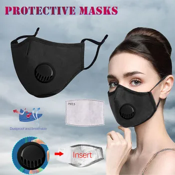 

Black Protective Mouth Mask With Breath Valves Reusable Cotton Mask Unisex Anti Pollution Sport Face Mask Health Mascarilla