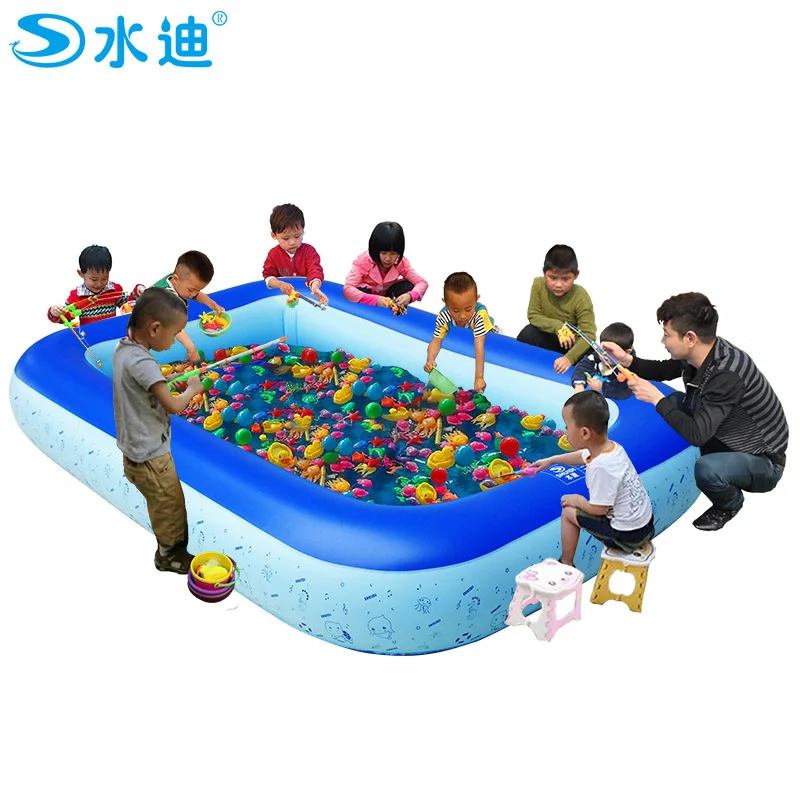 

Children Fishing Toys Pool Set Inflatable Amusement Park Stall Fishing Pool Baby Magnetic Fish Kids