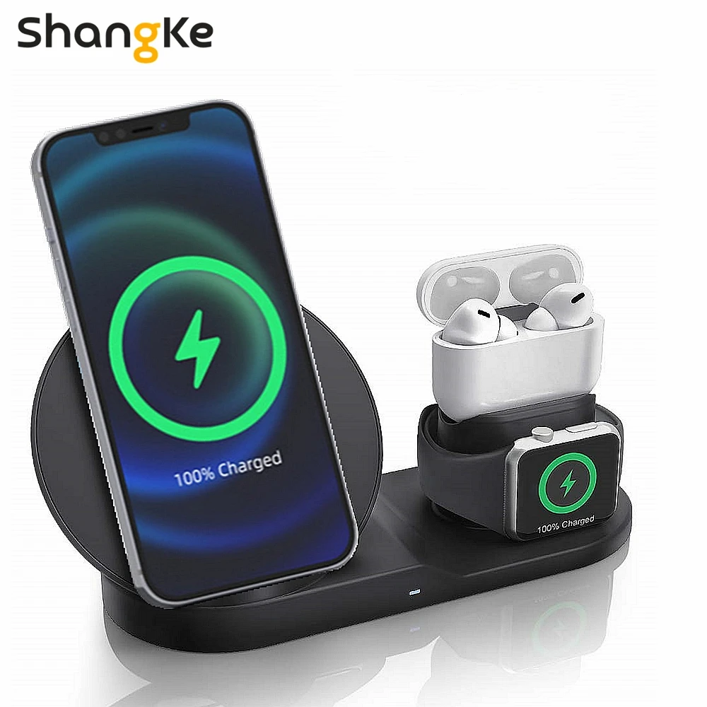 Wireless Charger Charging Stand 3 in 1 for Apple Watch and AirPods Pro Qi Fast Wireless Charger Station Compatible for iPhone 12