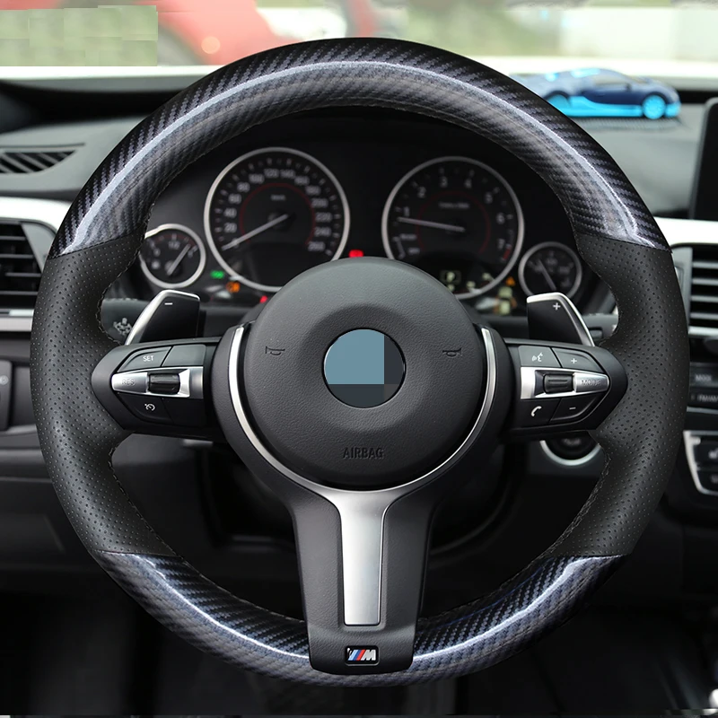 Углеродное волокно кожа черный кожаный чехол рулевого колеса автомобиля для BMW F87 M2 F80 M3 F82 M4 M5 F12 F13 M6 X5 м F86 X6 м F33